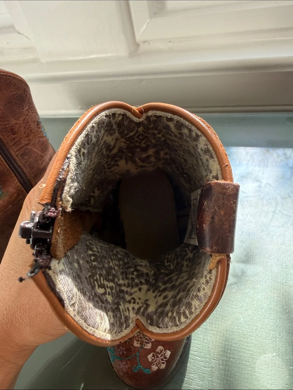 Toddler Girls Brown Embroidered Floral Florence Western Boots